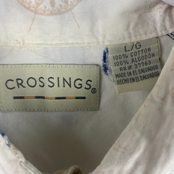 Crossings Button Up Shirt Mens Large Sailboat Short Sleeve - Picture 8 of 8